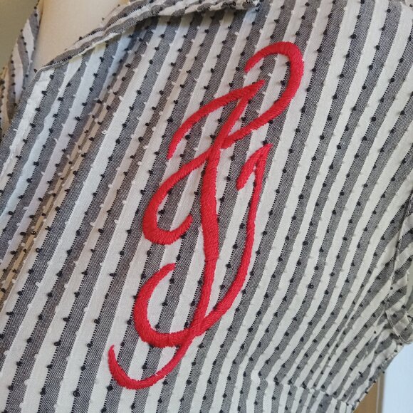 Vintage stripe dress 1950s rockabilly white and grey - Picture 5 of 6